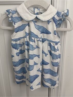Nantucket kids blue whale dress 6-9m